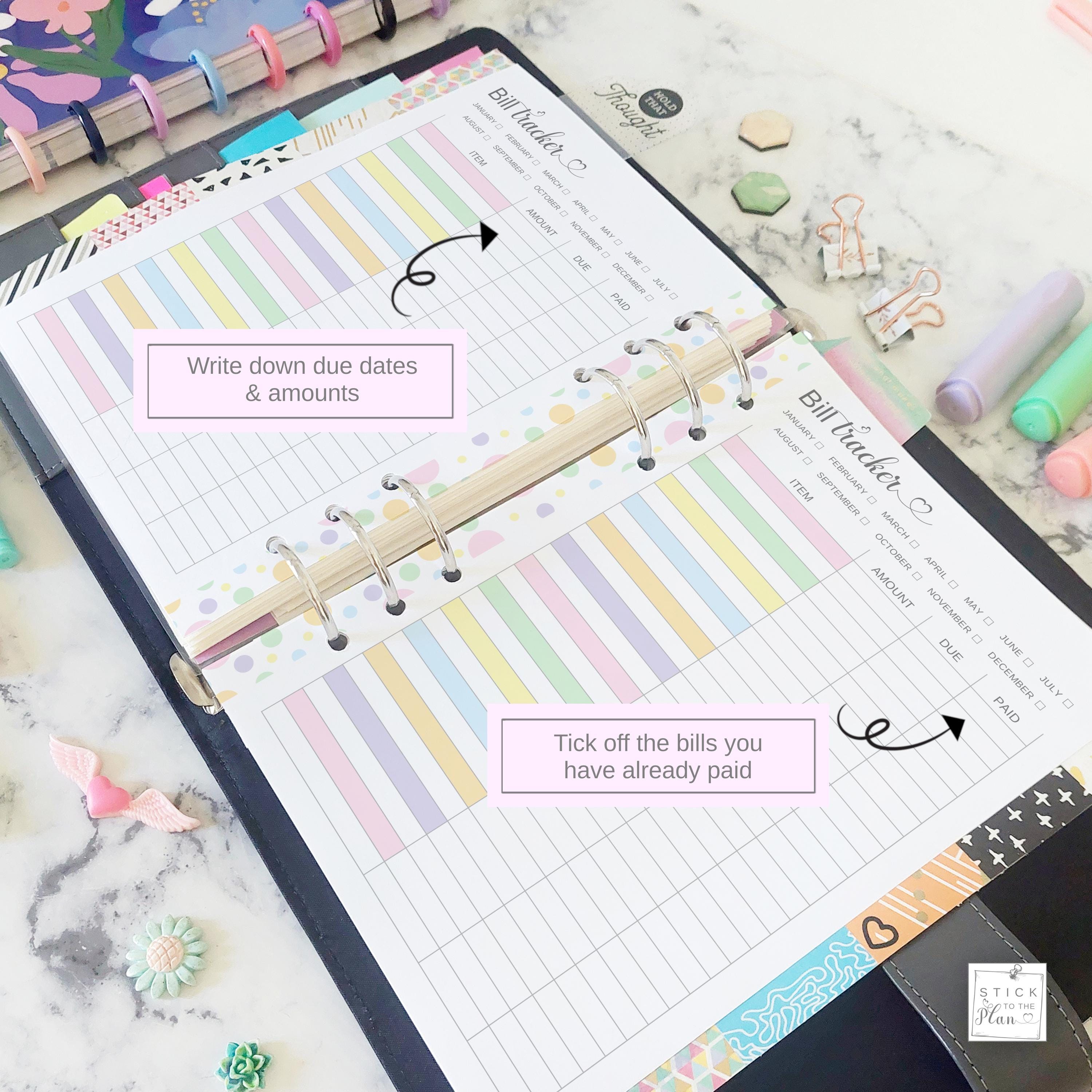 Bill Tracker Printable, Monthly Bill Payment Planner Insert A5 & Half ...