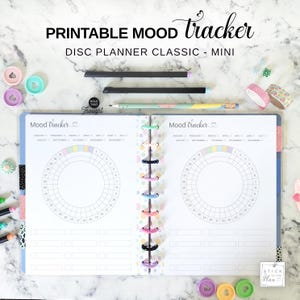 Mood Tracker Circular Printable Insert Fit Classic & Mini Happy Planner, Disc Planner Daily and Monthly Emotion Tracker Pages PDF