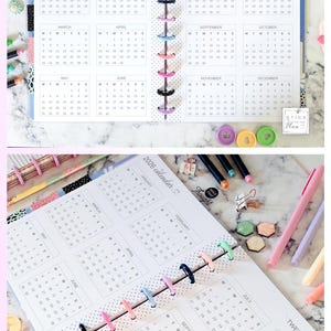 May include: A 2026 printable calendar for a Happy Planner Classic Mini, featuring a grid layout for all twelve months. The pages are bound with colorful plastic discs and include the text 2026 calendar, TWENTY TWENTY-SIX, and STICK TO THE PLAN.