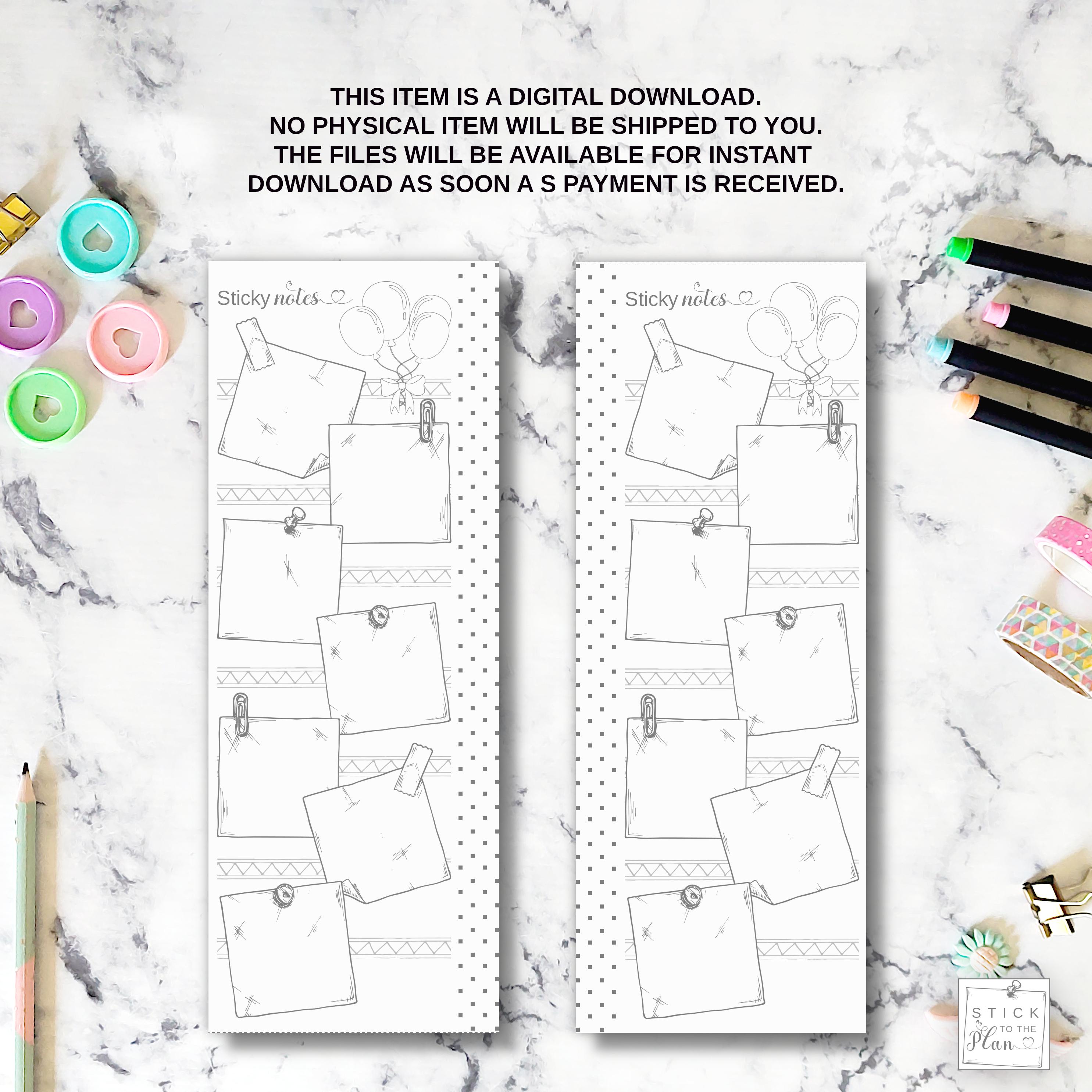 Sticky Note Half Sticky Notes Printable Insert Fit Happy Planner Skinny Mini, Disc ...