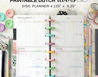 Weekly Vertical Layout with Daily Dutch Doors Fit Happy Planner Skinny Classic, Half Sheet Printable Disc Planner Week at a Glance Insert
