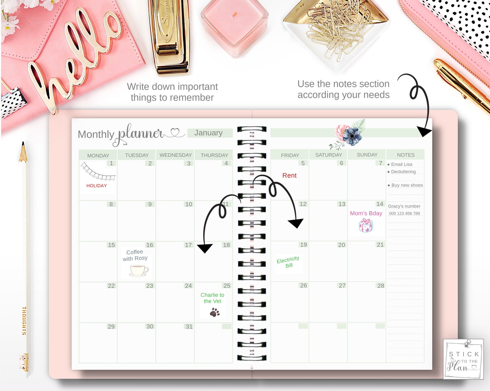 A5 Monthly Calendar, Printable Month on Two Pages, Half Letter Planner ...
