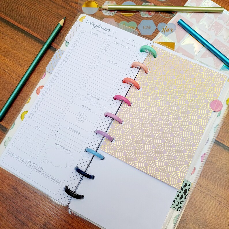 Daily Planner Printable Happy Planner Half Sheet Undated Pages ...