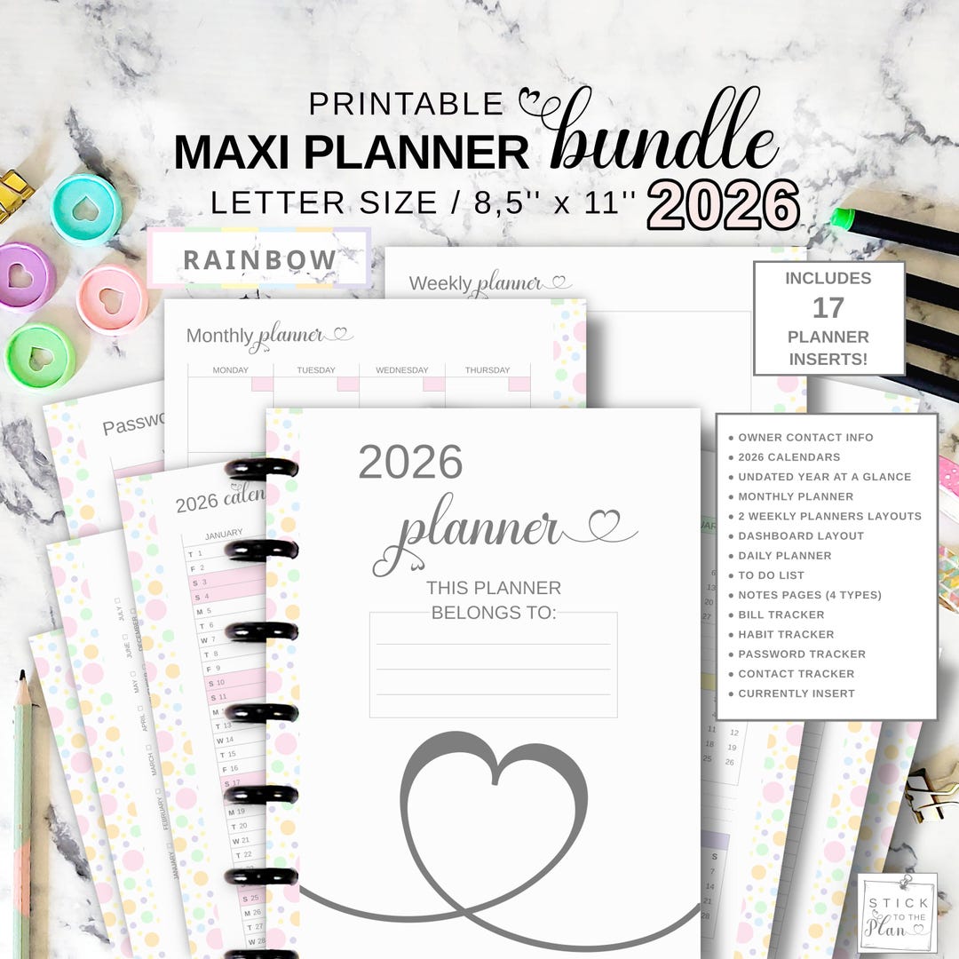 Printable Planner Inserts Bundle Fit Big Happy Planner, Weekly ...