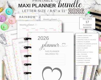 Printable Planner Inserts Bundle Fit Big Happy Planner, Weekly Dashboard Page, Daily Planner, Currently Insert, Password Tracker Letter Size