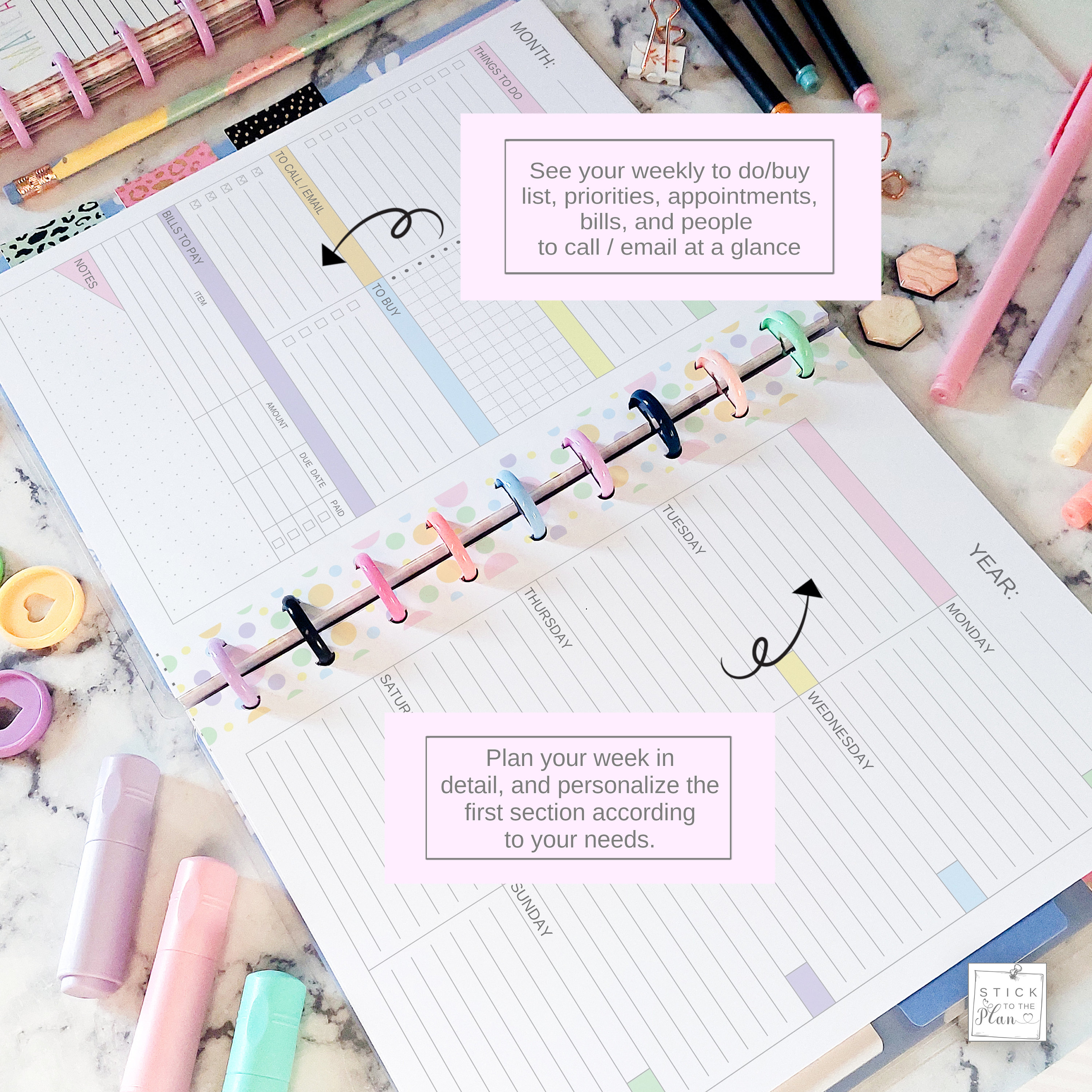 Dashboard Layout Happy Planner Classic Printable Insert, Undated Weekly ...