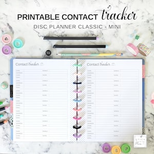Printable Contact Tracker Insert Fit Happy Planner Classic and Mini, Disc Planner Address, Email and Phone Number Book Refill PDF