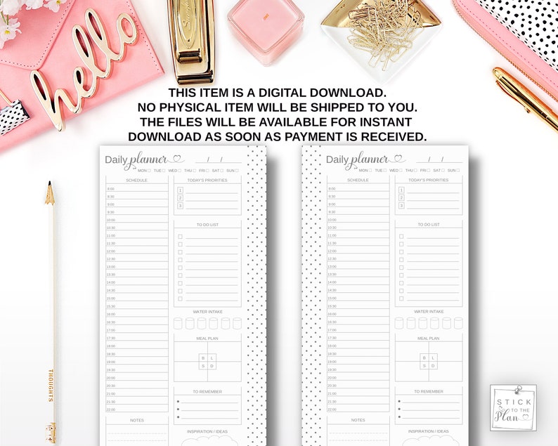 Daily Planner Printable Happy Planner Half Sheet Undated Pages ...