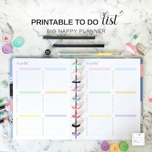 Inserto de planificador grande con lista de tareas pendientes, lista de tareas en tamaño carta imprimible, página de lista de tareas encuadernada en disco, recambio de planificador de cosas por hacer en colores pastel