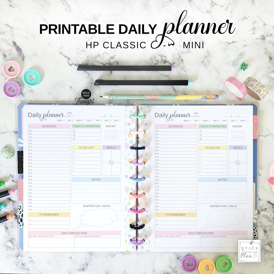 Printable Daily Planner Pages Happy Planner Classic Insert, HP Mini ...