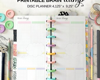Brain Dump Printable Insert Fit Skinny Classic Happy Planner, Half Sheet Disc Planner Thought Organizer, Pastel Notes Page