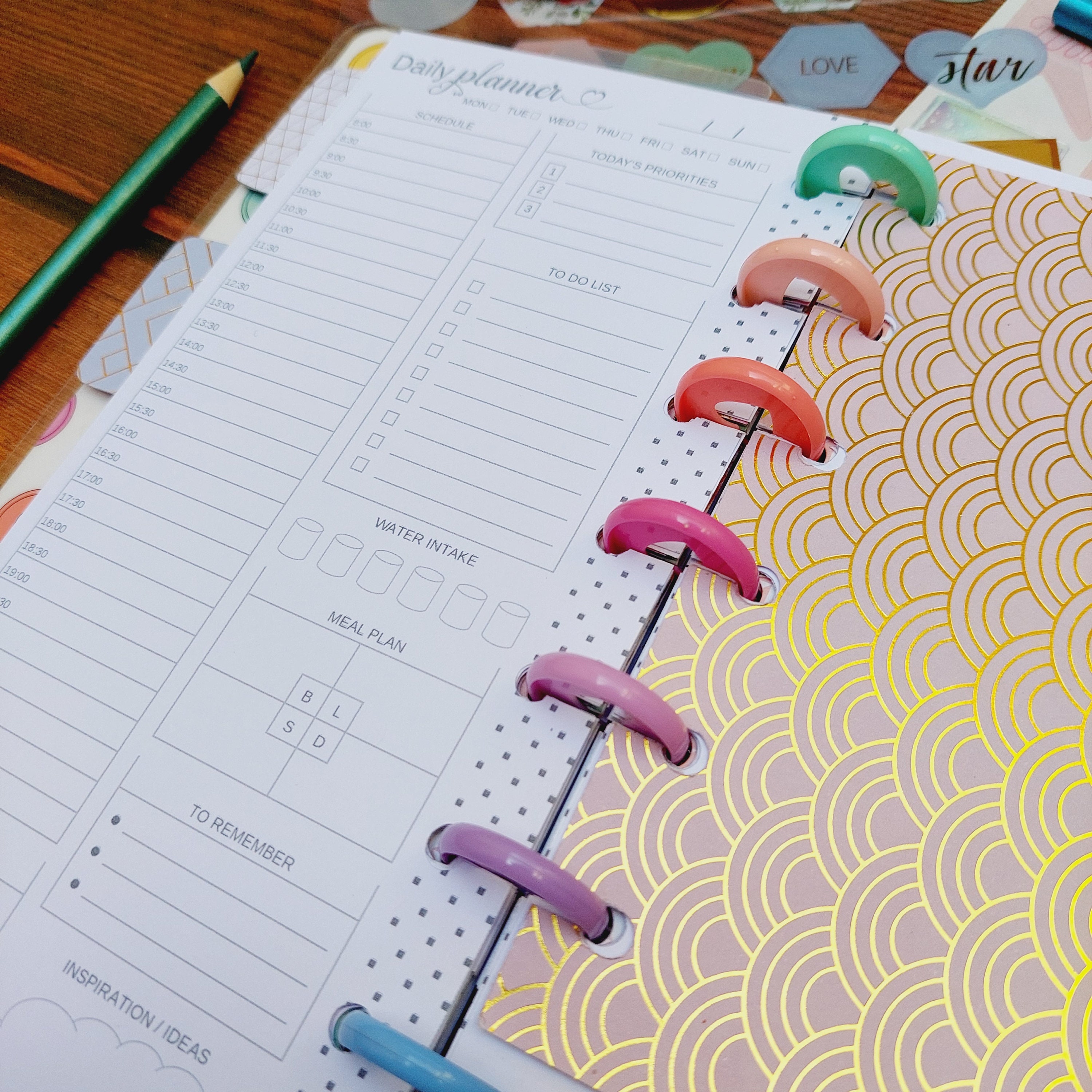 Daily Planner Printable Happy Planner Half Sheet Undated Pages ...