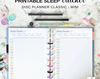 Sleep Tracker Disc Planner Insert Fit Happy Planner Classic & Mini, Printable Discbound Daily and Monthly Night Time Routine Tracking Page