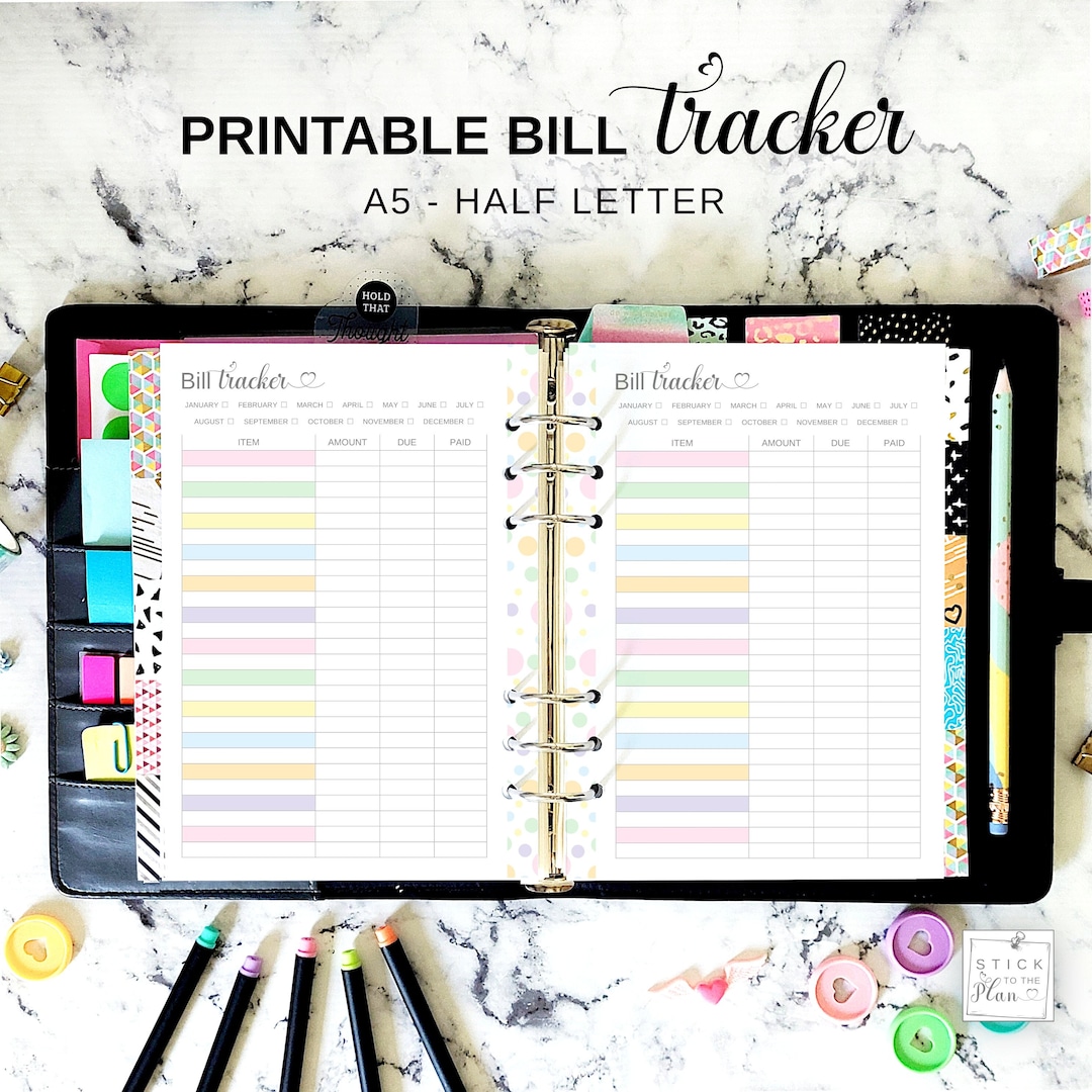 Half Letter Expense Tracker Planner Insert - 8-Disc Refill For Discbound Planners
