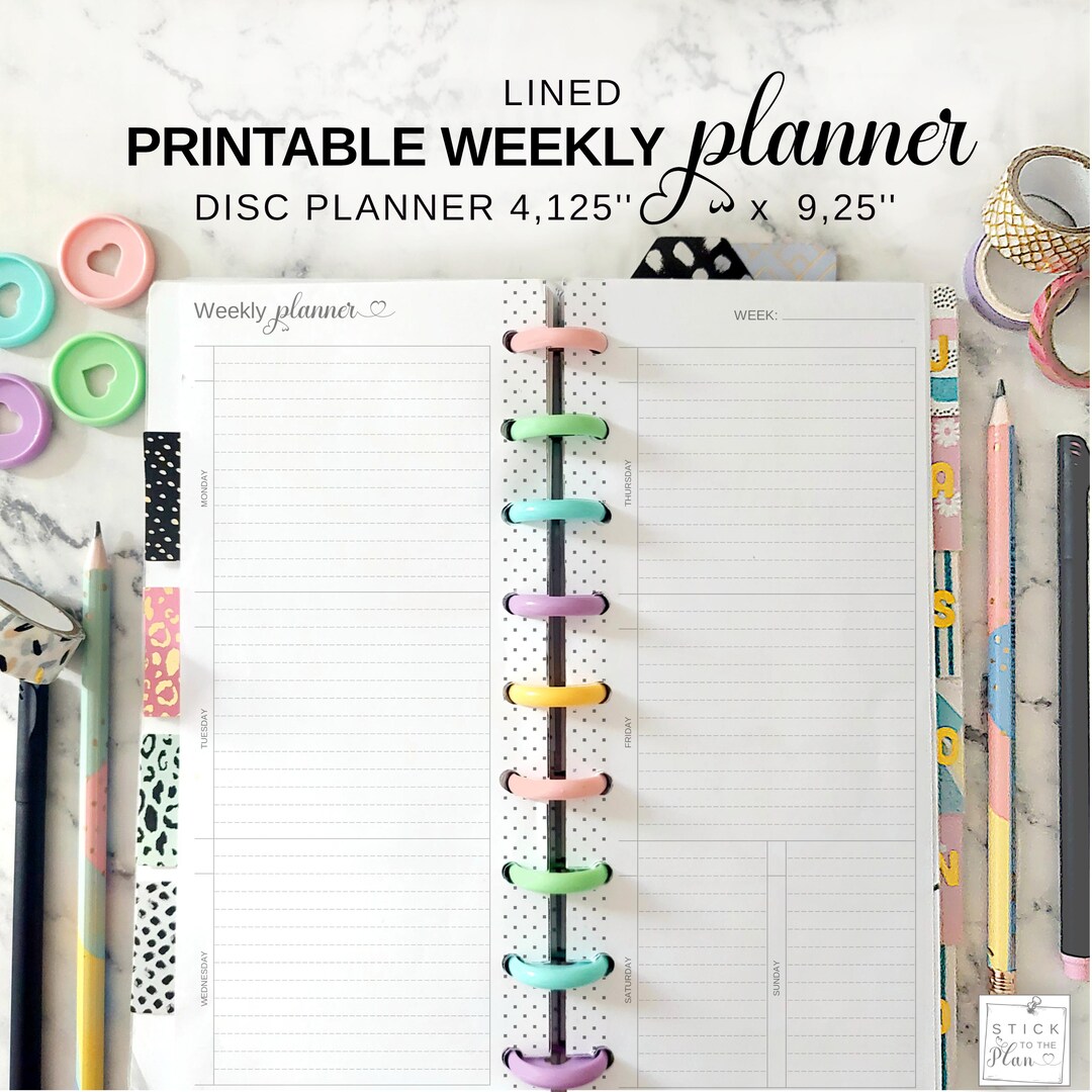Lined Weekly Printable Insert Horizontal Layout Fit Happy Planner ...