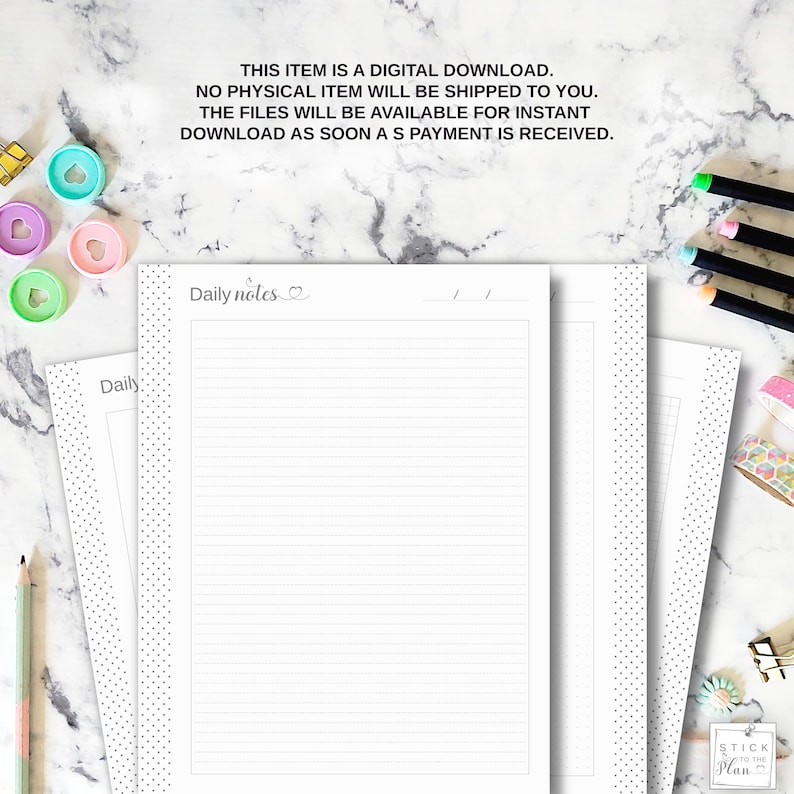 Printable Notes Pages 11 Disc Planner Insert Fit Big Happy Planner ...