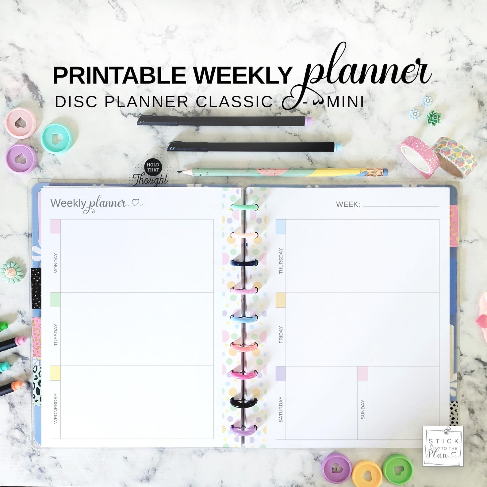 Classic Vertical Weekly Insert, Printable Mini Undated Weekly Calendar ...