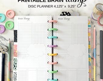 Brain Dump Printable Insert Fit Happy Planner Skinny Classic, Minimalist Half Sheet Thought Organizer for ADHD, Disc Planner Page