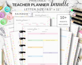 Teacher Planner Printable, Lesson Plan, Assignment & Homewok Trackers for Primary School, Letter Size Inserts, Fit Big Happy Planner