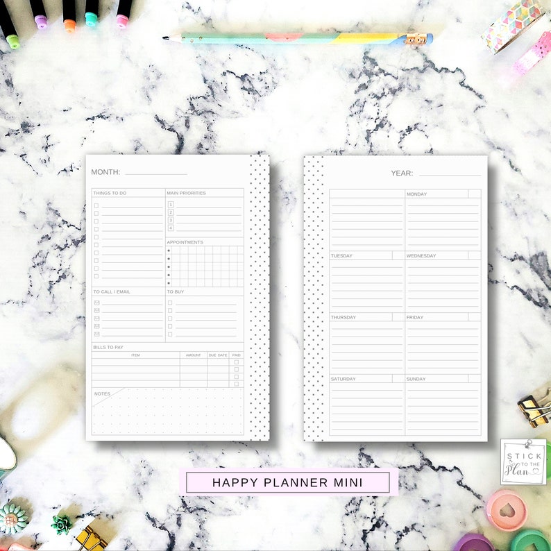 Happy Planner Dashboard Layout Classic Insert, Printable Mini HP Week ...