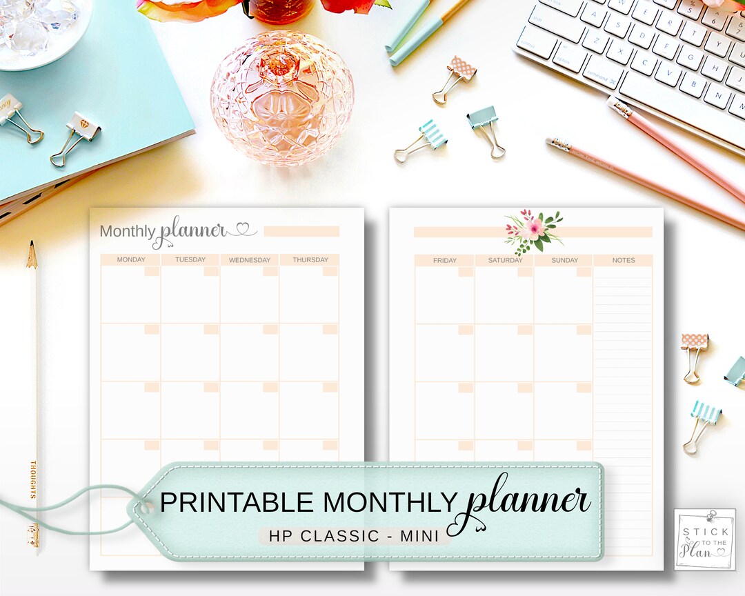 Classic Happy Planner Monthly Printable Insert on Two Pages - Etsy