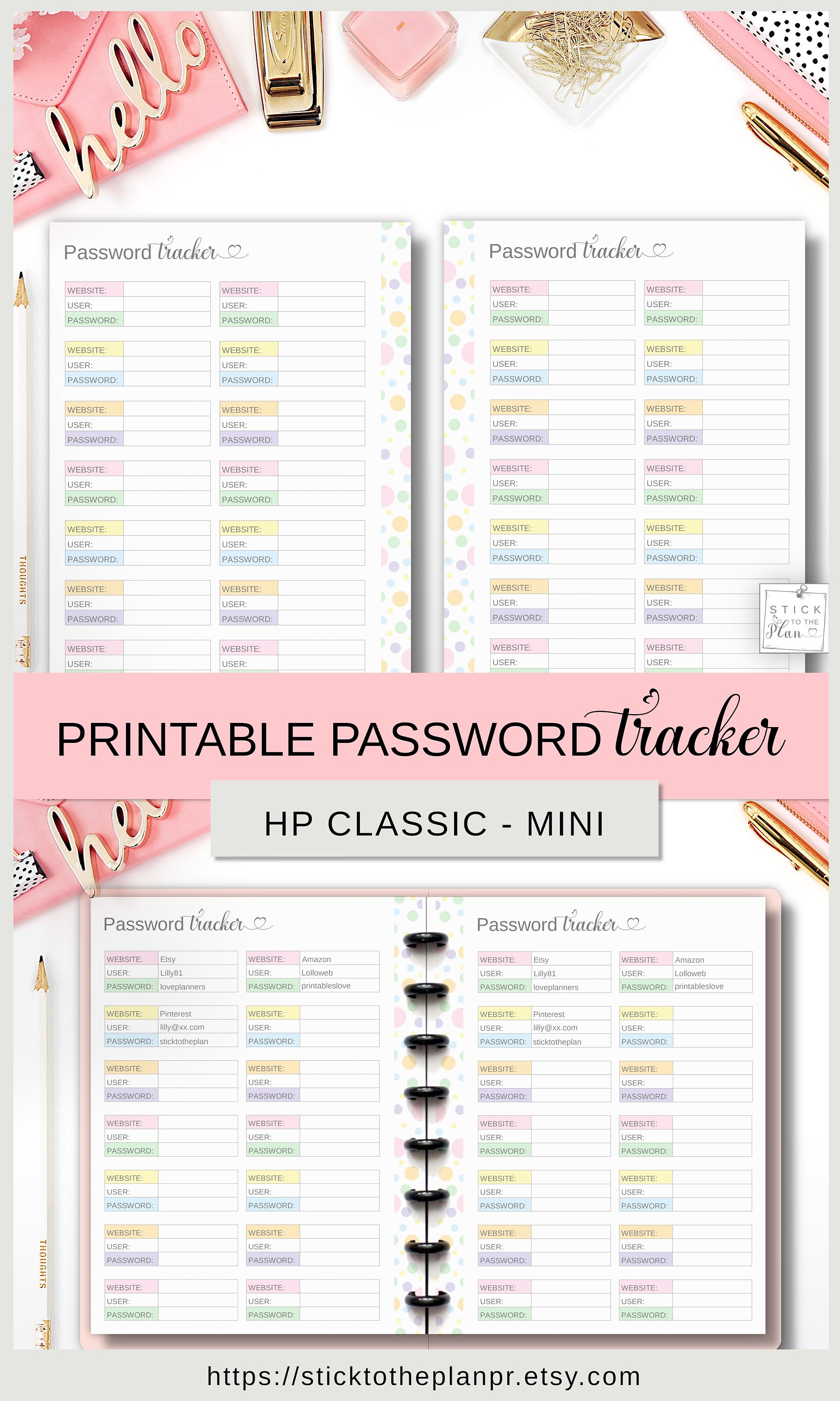 Classic Happy Planner Password Tracker Printable Insert, Mini HP ...