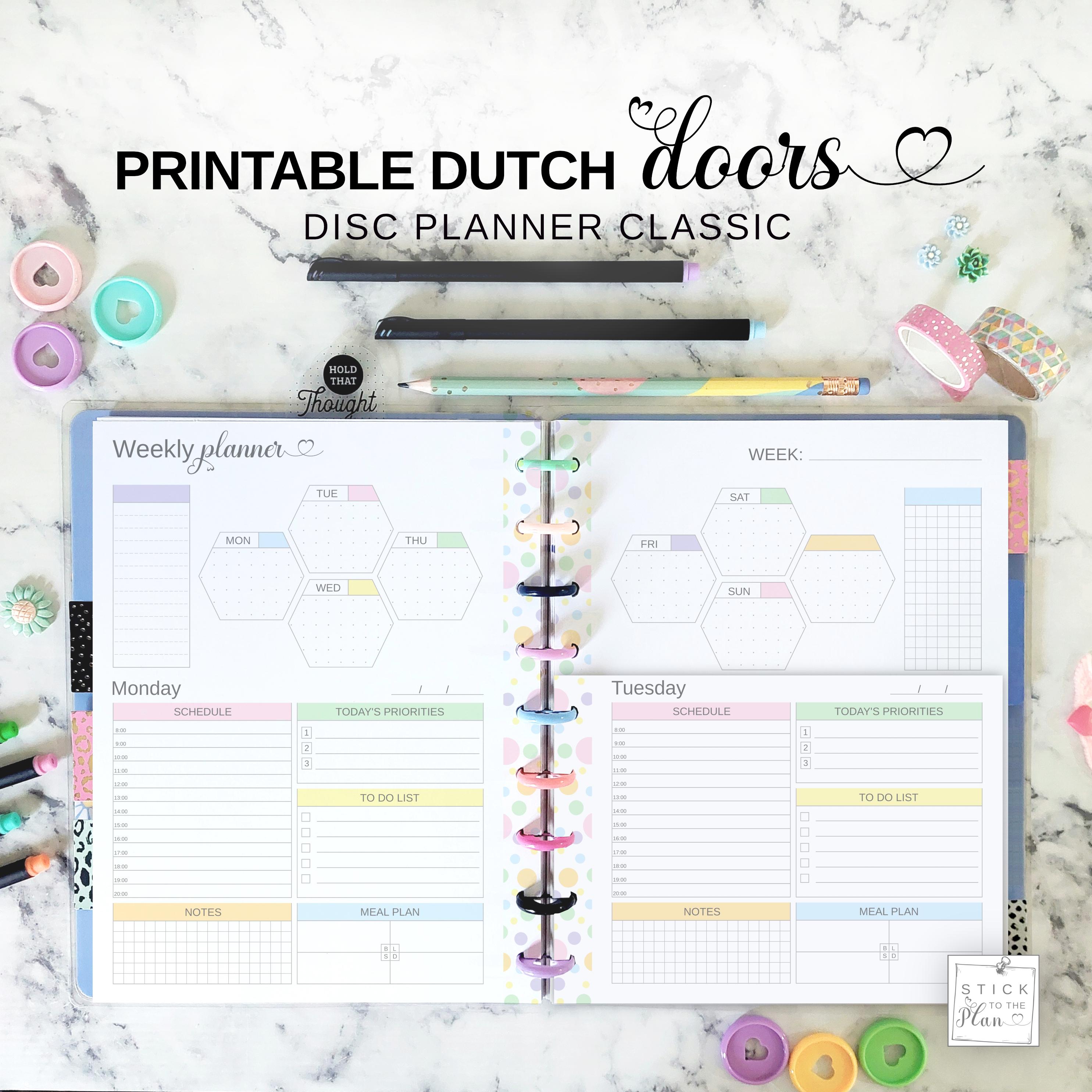 Dutch Doors Weekly Planner Insert Fit Classic Happy Planner, Printable ...