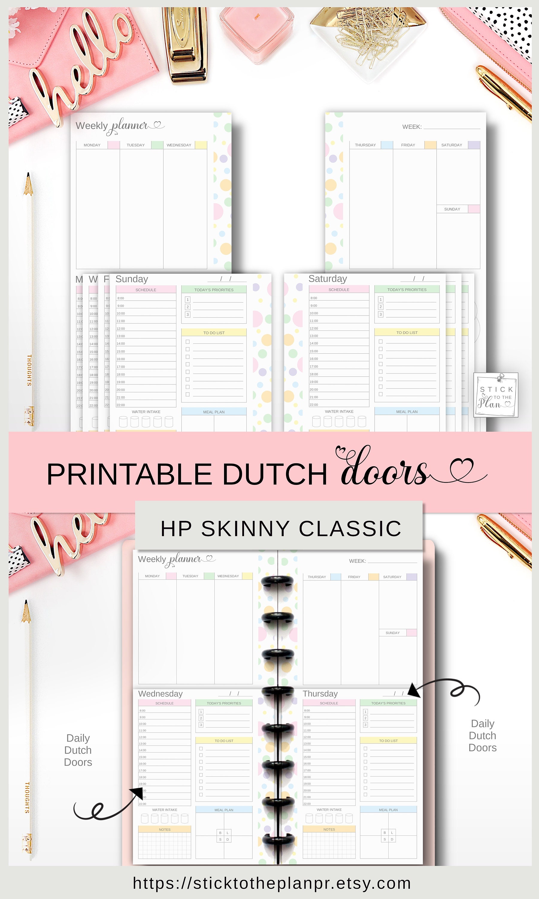 Dutch Doors Printable Happy Planner Skinny Classic Insert, HP Half ...
