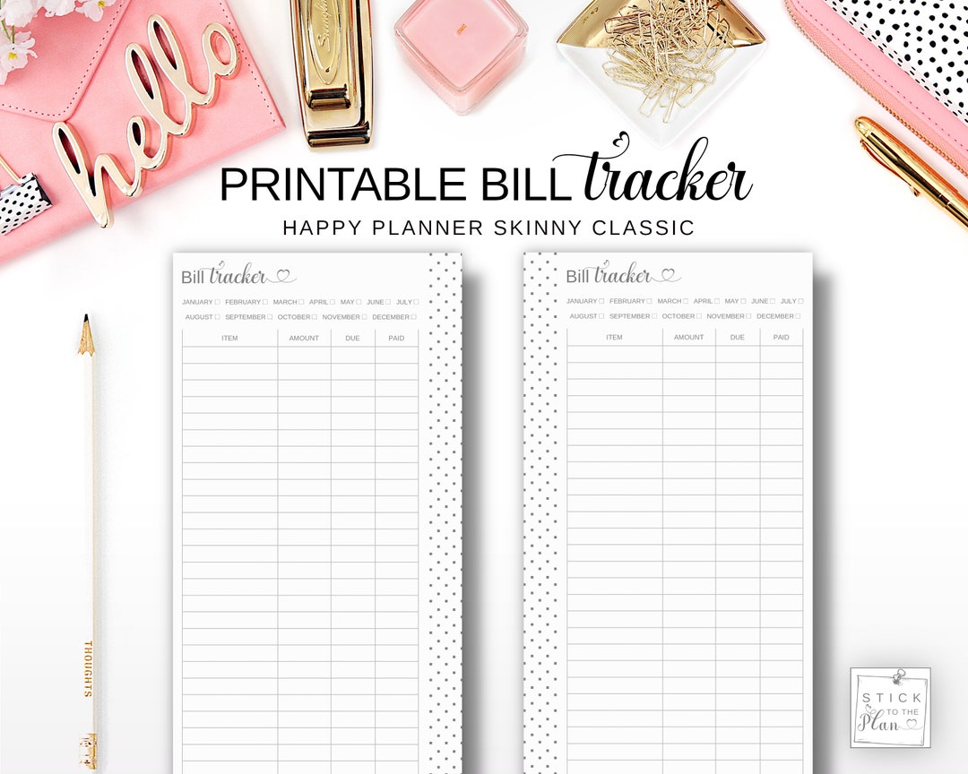 Expense Tracker Happy Planner Half Sheet Insert, Monthly Bill Tracker ...