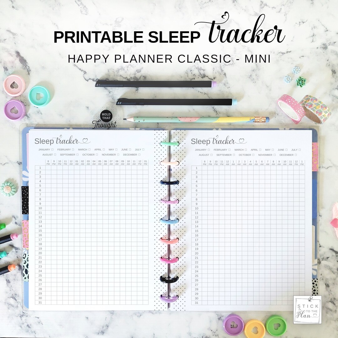 Sleep Tracker Printable Happy Planner Classic Insert, Mini HP Daily ...