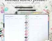 Printable Monthly Insert Fit Happy Planner Classic & Mini, Disc Planner Printable Month on Two Pages, Undated Discbound Month at a Glance