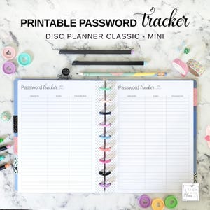 Password Tracker Printable Disc Planner Insert Fit Happy Planner Classic & Mini, Disc Planner Password Keeper Book Page, Username Log