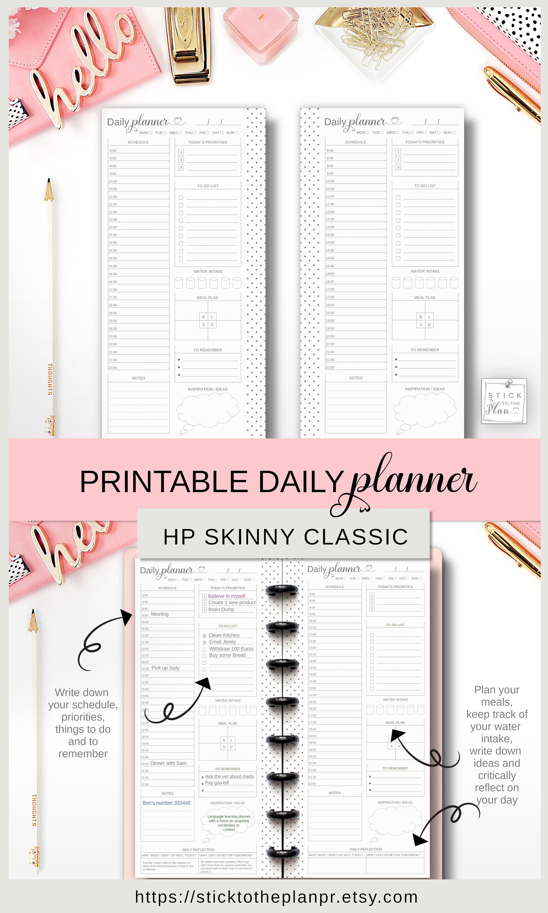 Daily Planner Printable Happy Planner Half Sheet Undated Pages ...
