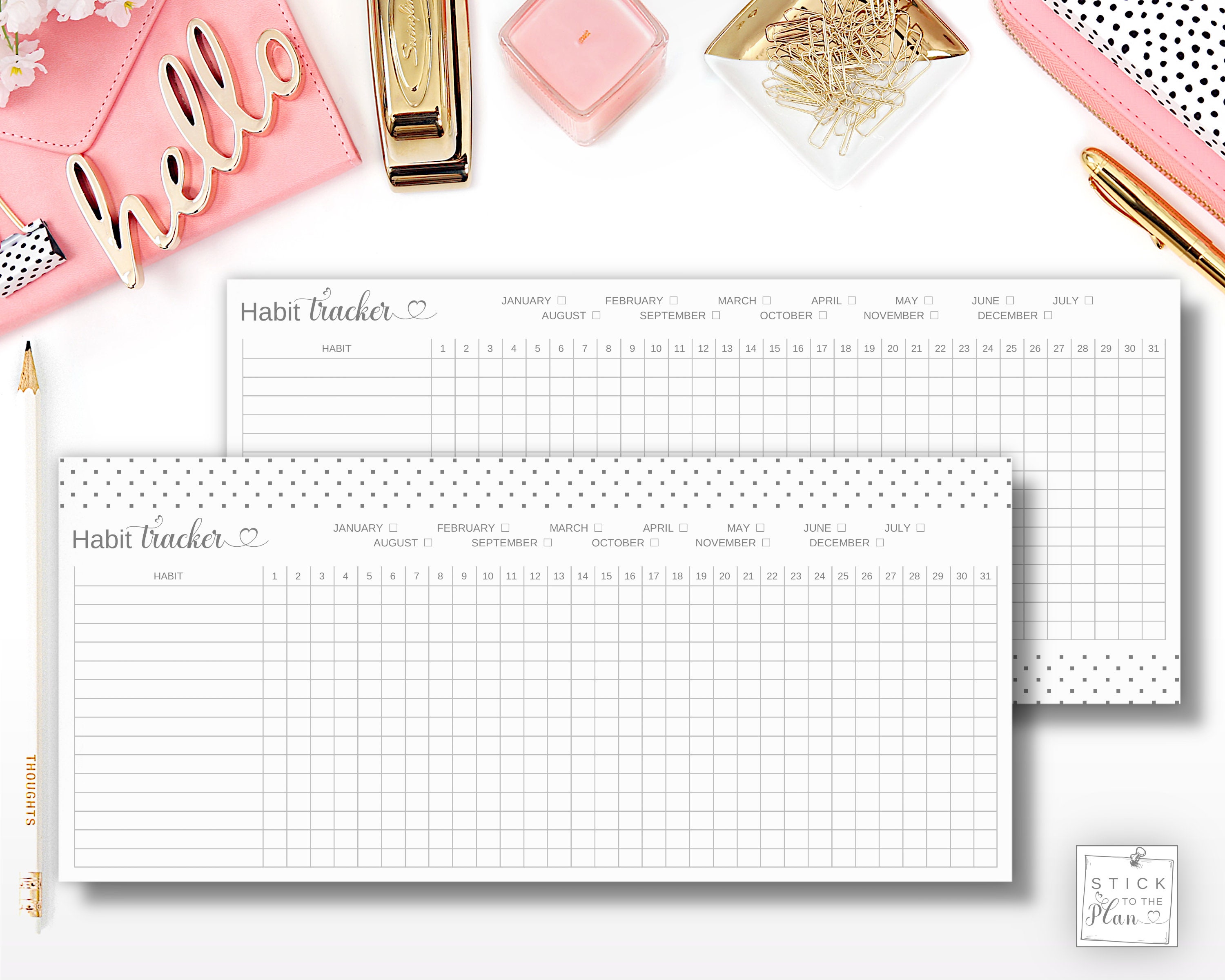 Monthly Habit Tracker Printable Happy Planner Skinny Classic Insert ...