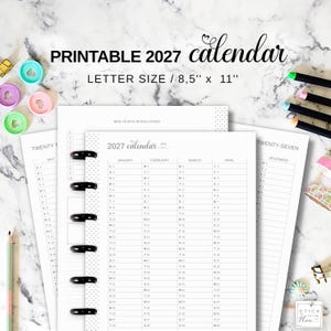 Jahreskalender 2027, 11-Scheiben-Planer-Einlage, passend für Big Happy Planner, DIN-A4-Format, druckbare Jahresübersicht, Nachfüllpackung mit Discbound-Funktion, Future Log