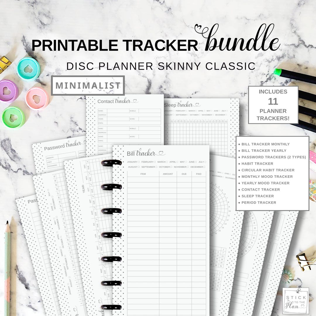 Printable Tracker Bundle Fit Skinny Classic Happy Planner, Tracking ...