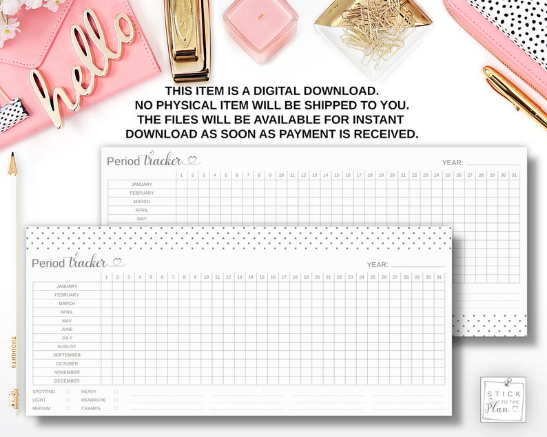 Period Tracker Printable Happy Planner Skinny Classic Insert, Half ...