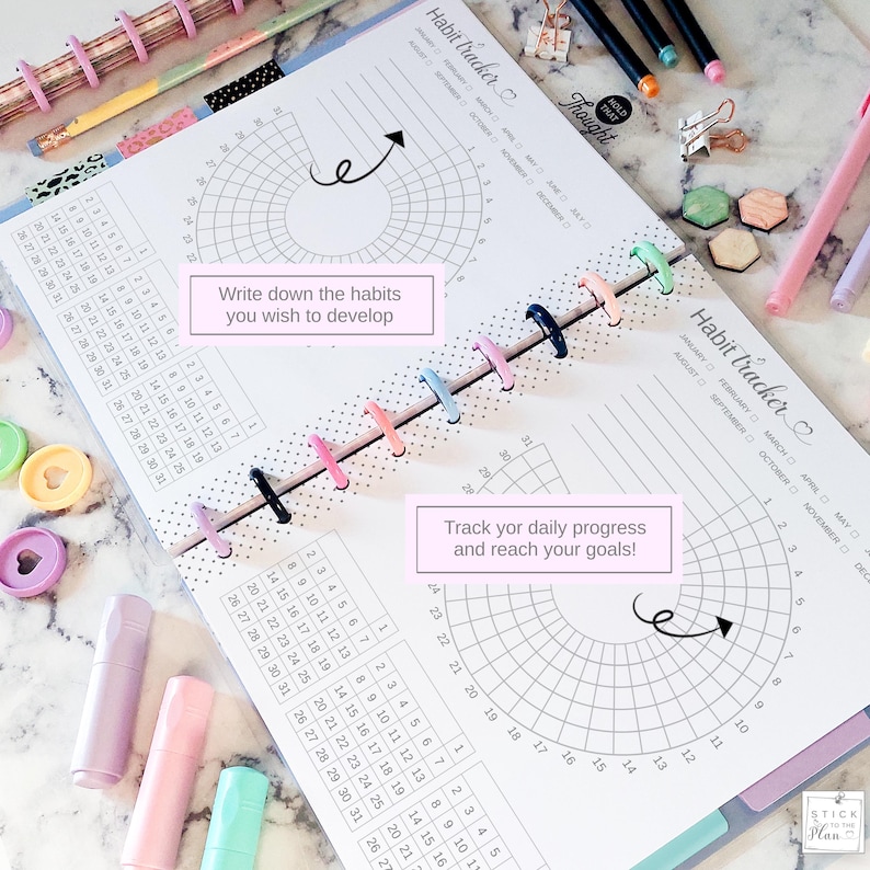 Habit Tracker Circle Printable Insert Fit Happy Planner Classic and ...