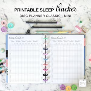 Sleep Tracker Printable Disc Planner Insert Fit Happy Planner Classic & Mini, Discbound Printable Daily Monthly Night Sleep Log