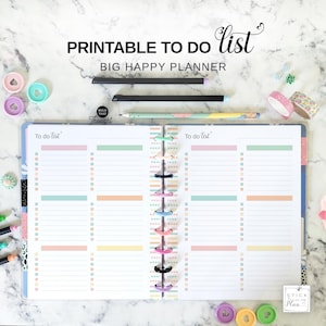 Printable To Do List Big Happy Planner Insert, Letter Size Task List Page, Colorful Discbound To Do Checklist, Things To Do Planner Refill