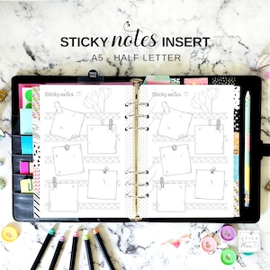 Inserto per post-it A5, pagine stampabili per appunti a mezza lettera, carta per scrivere appunti in stile Bullet Journal, ricarica per planner Filofax Memo Notes