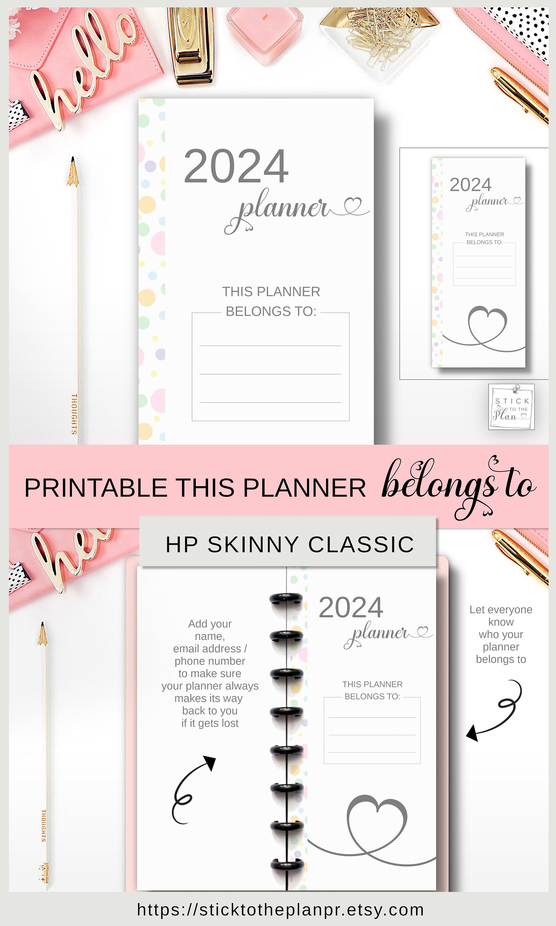 Printable This Planner Belongs to Happy Planner Skinny Classic 2024 ...