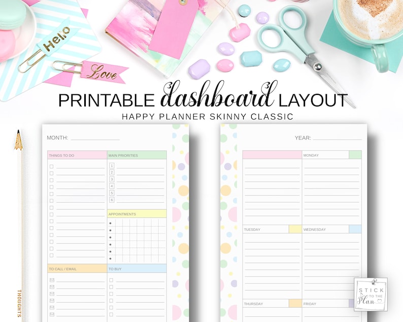 Printable Dashboard Layout Happy Planner Skinny Classic Etsy
