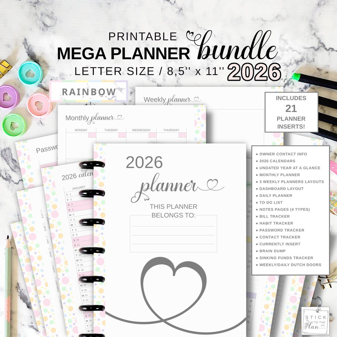 Planner Inserts Bundle Printable Fit Big Happy Planner, Monthly Weekly ...