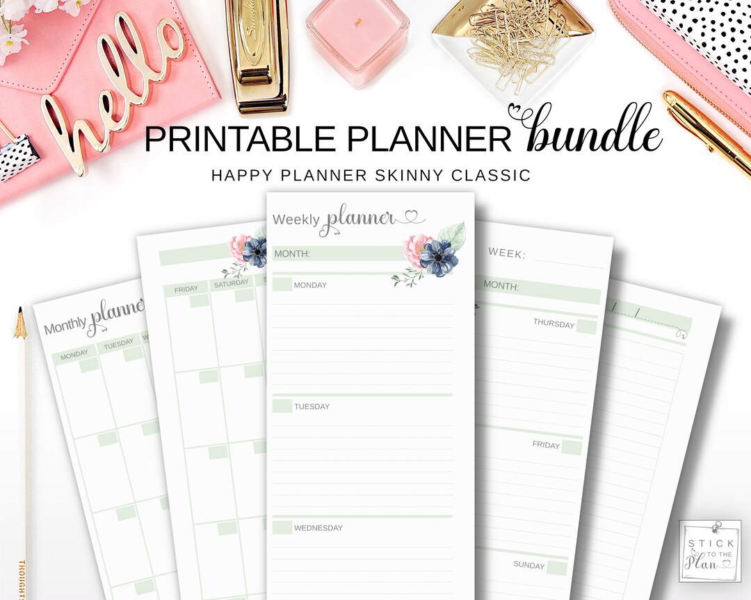 Printable Insert Pack Happy Planner Skinny Classic, HP Half Sheet ...
