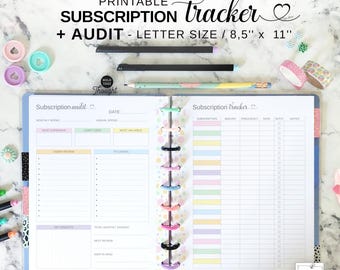 Subscription Tracker & Subscription Audit Fit Big Happy Planner, Budget Planner Printable Insert, 11 Disc Planner Letter Size