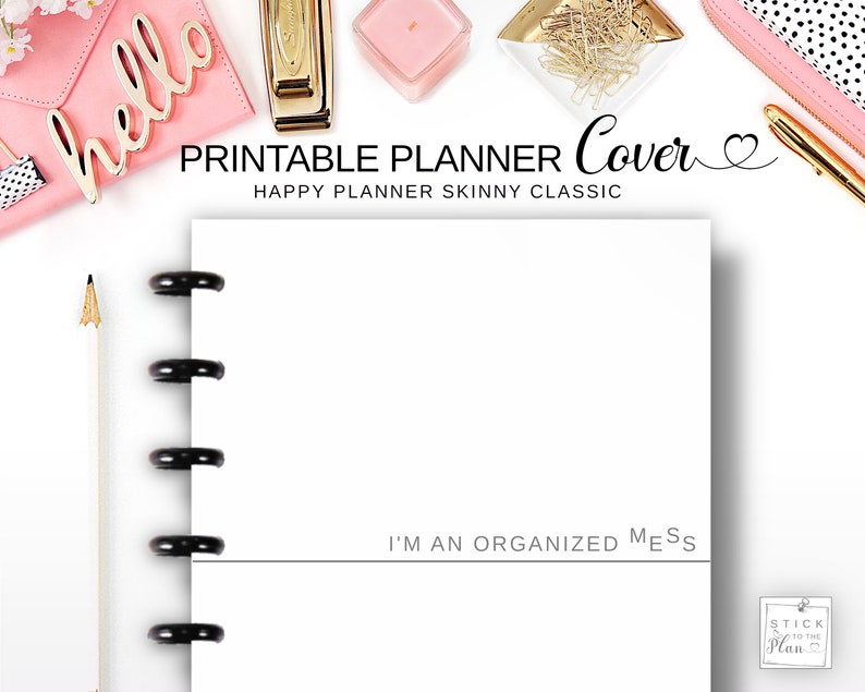 Printable Cover for Happy Planner Skinny Classic, Minimalist Classic Half Sheet Planner Cover