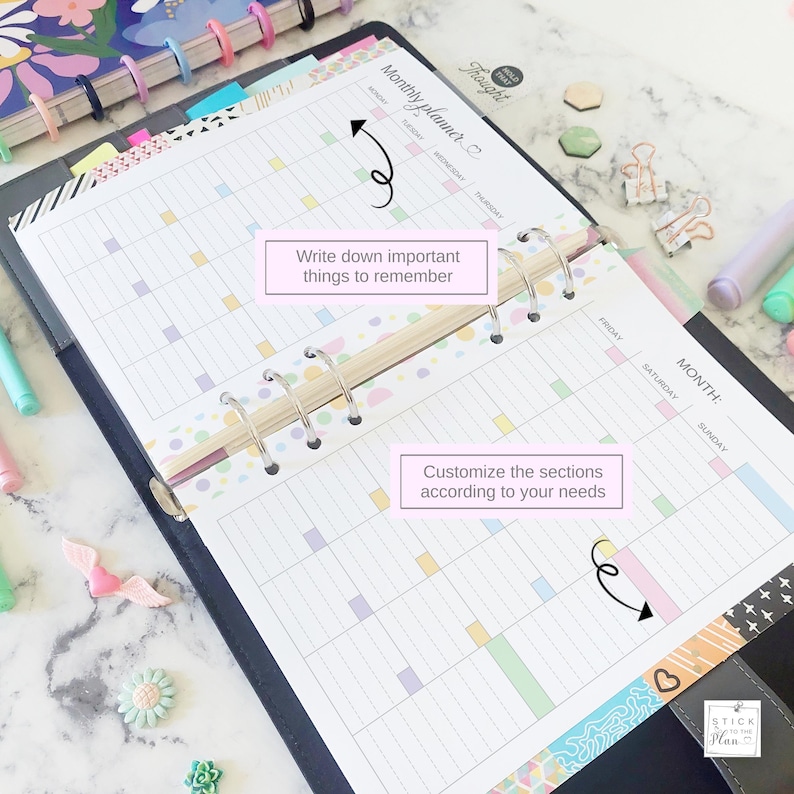 Lined Monthly Planner Printable A5 Insert, Half Letter Monthly Calendar ...