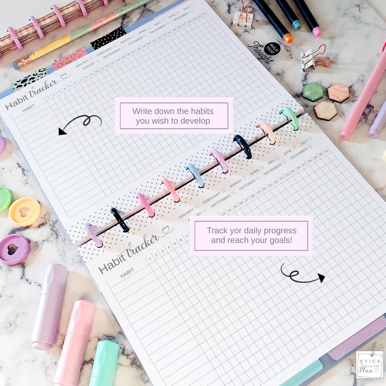 Habit Tracker Printable Insert Fit Happy Planner Classic & Mini ...