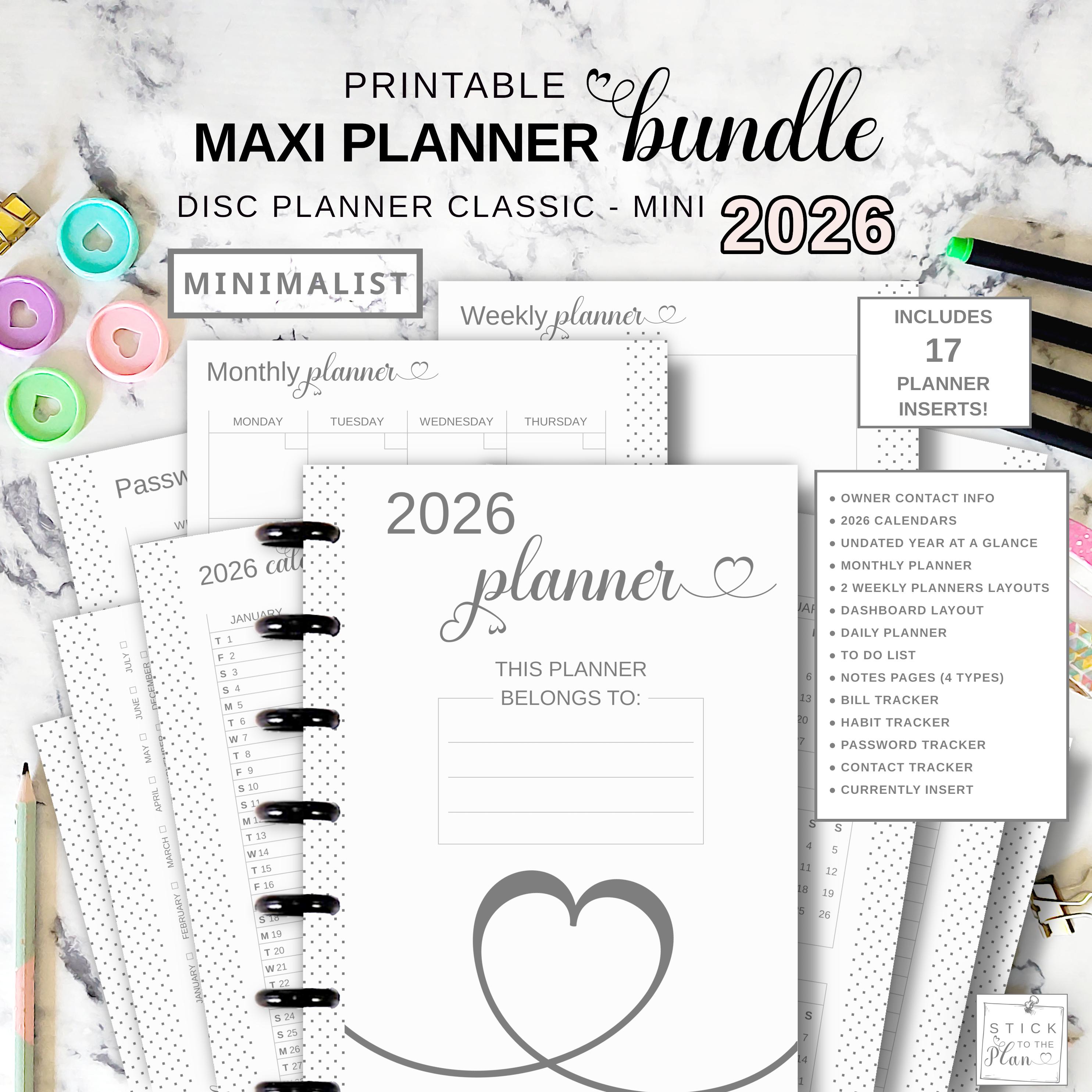 Disc Planner Examples Disc Planner Printable Insert Bundle Fit Happy Planner Classic & Mini ...